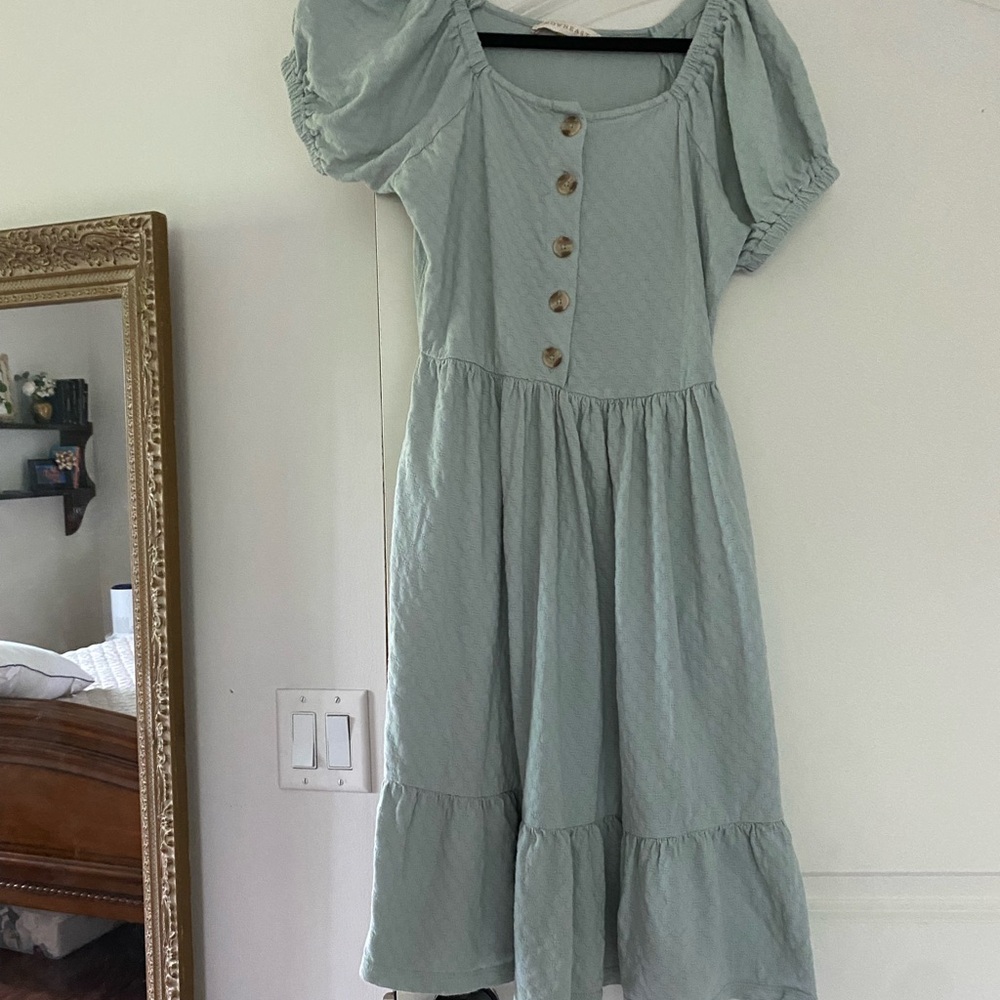 DownEast Light Green Button-Front Dress
